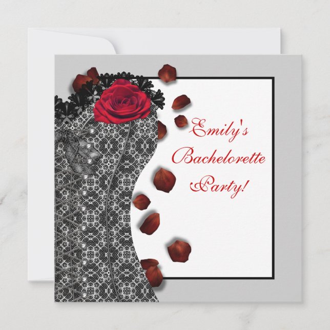 Convite Espartilho Preto de Renda Salto Alto Vermelho Fest (Frente)