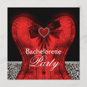 Convite Espartilho Vermelho de Damasco Festa de Solteira E