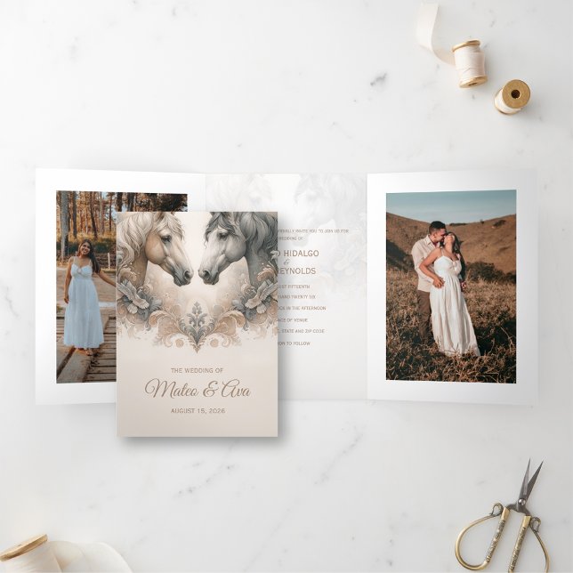 Convite especial para adição de casamento de fotos (Special Trifold Add Photo Wedding Invitation)