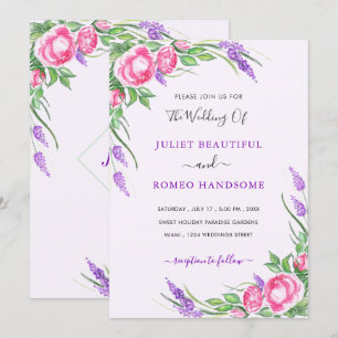 Convite Especial para Casamento de Flores de Aquar