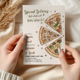 Convite Especialmente Entregue Pequena Fatia Pizza Revelaç