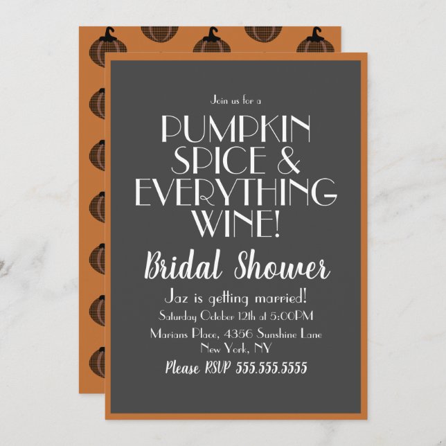 Convite Especiarias de abóbora e Chá de panela de vinho (Frente/Verso)