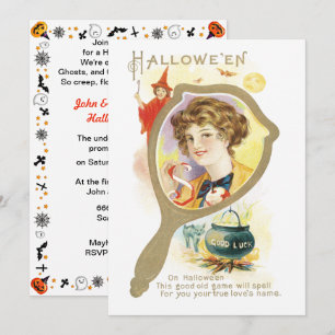 Convite Espelho da Boa Sorte Vintage Halloween