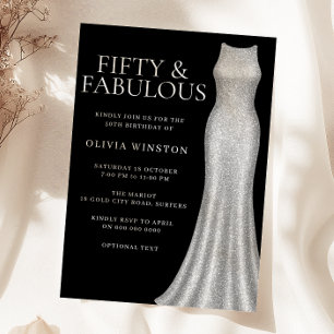 Convite Espelho Prateado Espelho Preto 50ª Festa de aniver