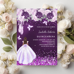 Convite Espelho roxo de Quinceanera