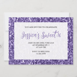 Convite Espelhos violetas roxos Sweet 16 elegant script