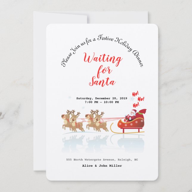 Convite Esperamos por Papais noeis Ho! Ho! Ho! Feriado de  (Frente)