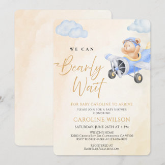 Convite Esperança antecipada Aquarela Ursinho de Urso Voad