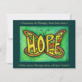Convite Esperança Palavra Verde Borboleta Personalizada Co