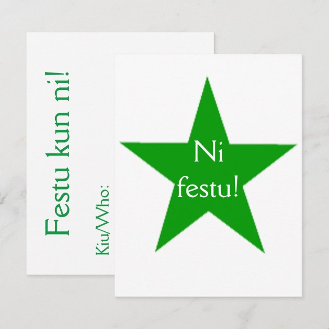 Convite Esperanto: Festu do Ni! (Frente/Verso)