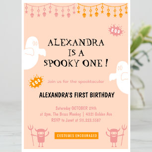 Convite Espetacular Spookie primeiro aniversário no Hallow