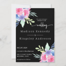 Convite Espetacularmente elegante, Floral Simples, Luxurio