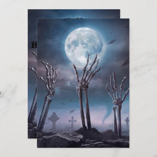 Convite Espetáculo Assustador Morto do Festa de Halloween (Frente/Verso)