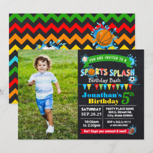 Convite Espetáculo de esportes, festa de aniversário de