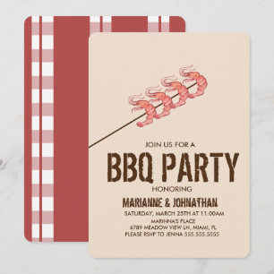 Convite Espetos de Camarão Grelhados na Festa de Churrasco