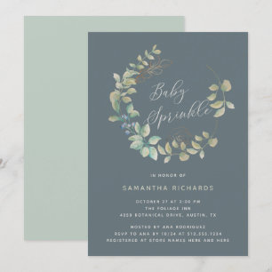 Convite Espingarda Dourada De Bebê Botânica De Folha  S