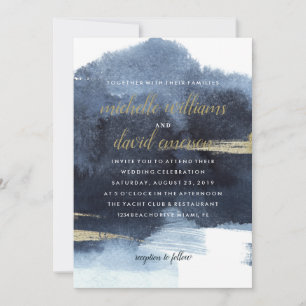 Convite Espiro Elegante e ouro Casamento náutico