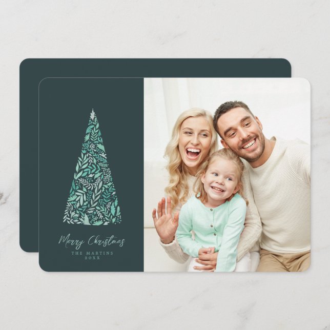 Convite Esplêndida foto de Natal Verde da Árvore Spruce/Fe (Frente/Verso)