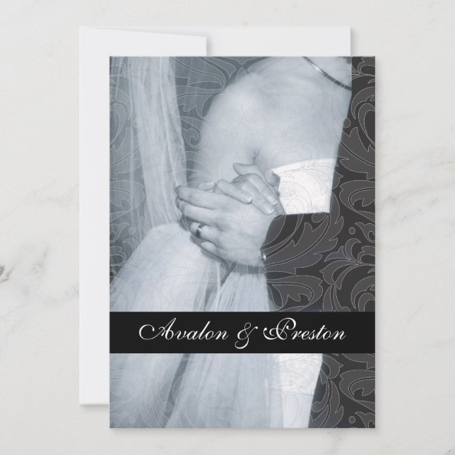 Convite esplêndido da fita do damasco do rolo do (Frente)