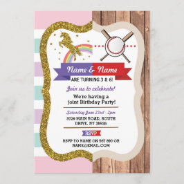 Convite Esportes de Aniversário da Garota Conjunta Unicóri