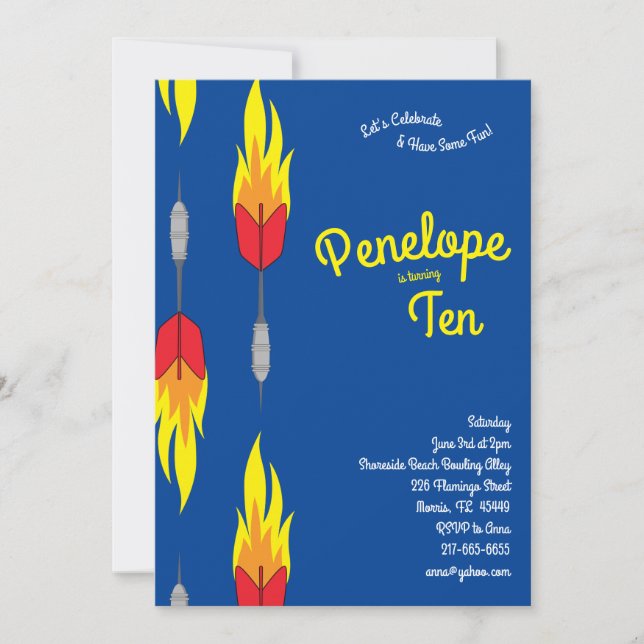 Convite Esportes de Aniversário de criança para Dardos Fla (Frente)