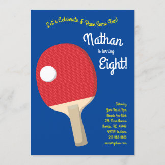 Convite Esportes de Aniversário de criança Ping Pong
