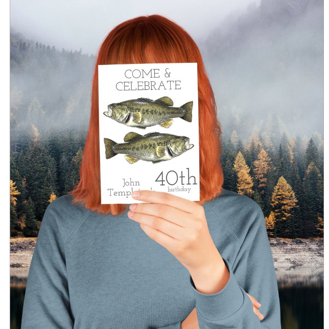 Convite Esportes de Aniversário para Adultos de Pesca de B (Criador carregado)