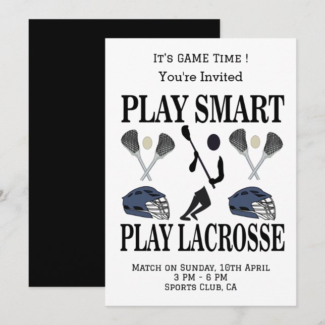 Convite Esportes de Equipe de Lacrosse (Frente/Verso)