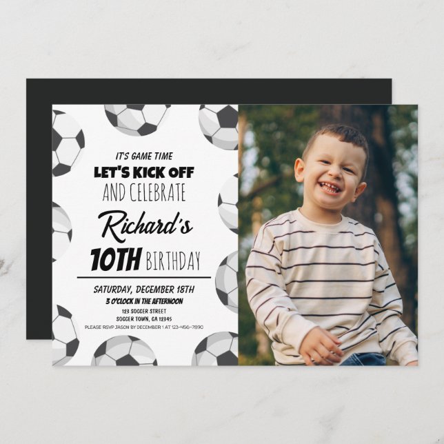 Convite Esportes modernos e bonitos Foto de Aniversário (Frente/Verso)