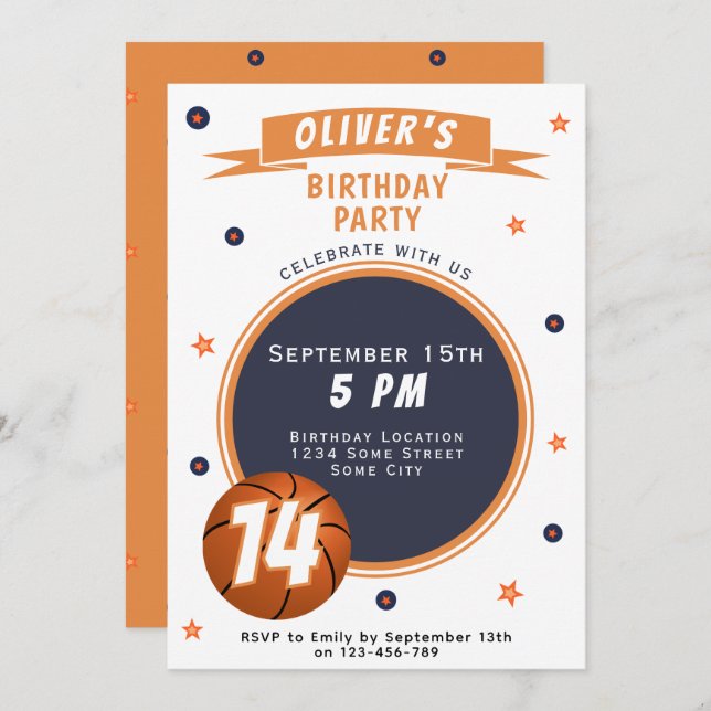 Convite Esportes Pensados de Bola Moderna de Basquete (Frente/Verso)
