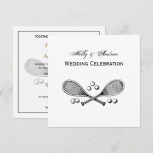 Convite Esportes Vintage Cruzando Tênis Racquet Tênis Ba