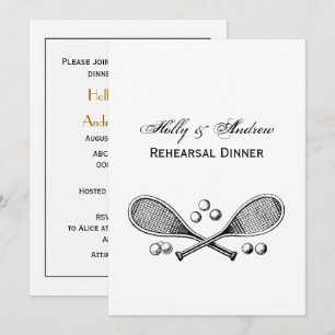 Convite Esportes Vintage Cruzando Tênis Racquet Tênis Ba