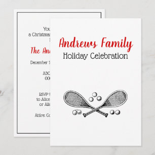 Convite Esportes Vintage Cruzando Tênis Racquet Tênis Ba