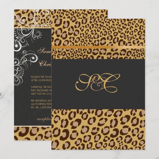 CONVITE ESPOTES DE LEOPARD+CAMADAS DE PEARL/VINTAGEM (Frente/Verso)