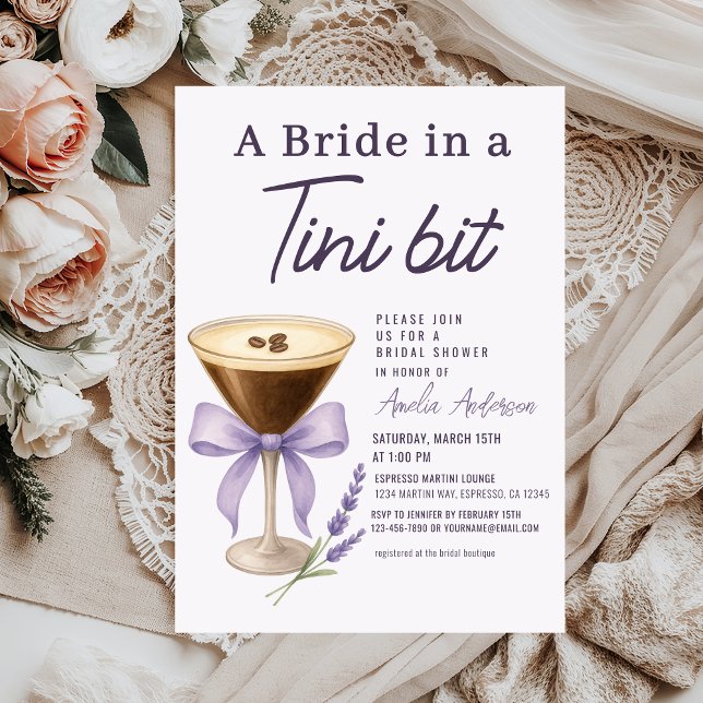 Convite Espresso Martini Bride in a Tini Bit Bridal Shower (Criador carregado)