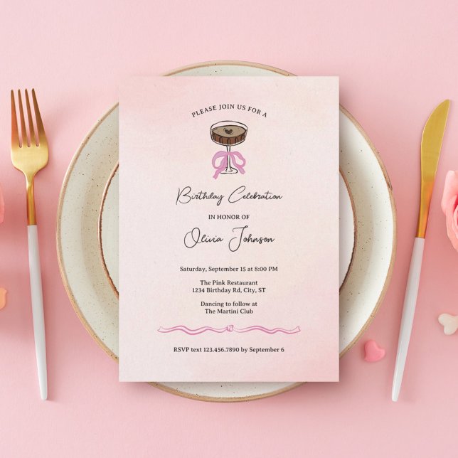 Convite Espresso Martini Cocktail Birthday (Criador carregado)