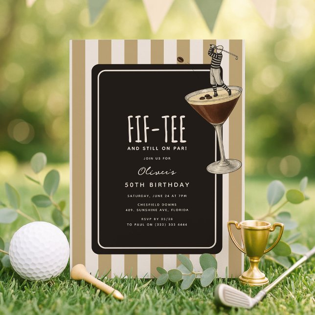 Convite Espresso Martini Golf Themed 50th Birthday (Criador carregado)