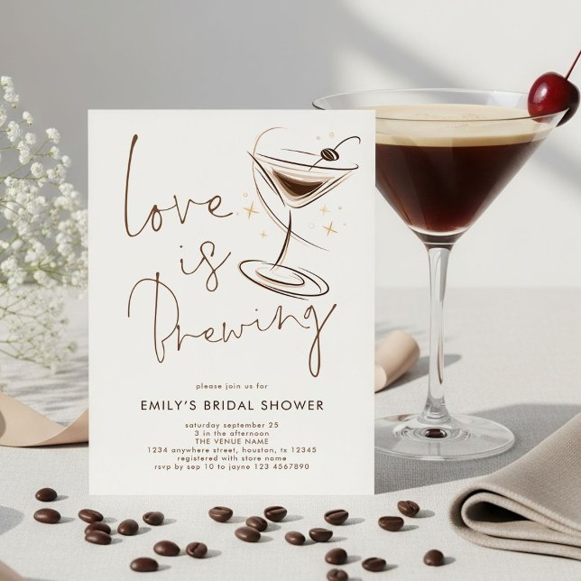 Convite Espresso Martini Love is Brewing Bridal Shower (Criador carregado)