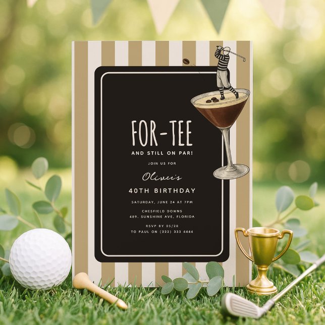 Convite Espresso Martini Tema de Golfe Aniversário de 40 a (Criador carregado)