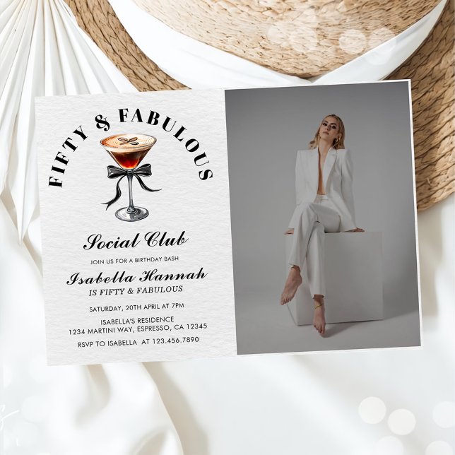Convite Espresso Martini Tini Bit Older 50thBirthday Photo (Criador carregado)