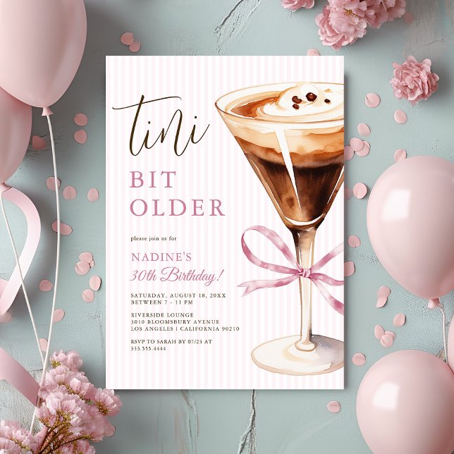 Convite Espresso Martini “Tini Bit Older” Adult Birthday (Criador carregado)