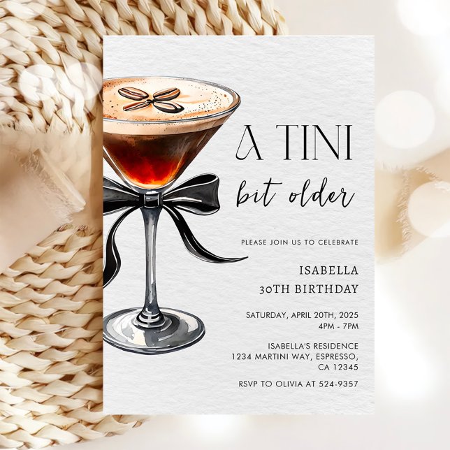 Convite Espresso Martini Tini Bit Older Birthday Party (Criador carregado)