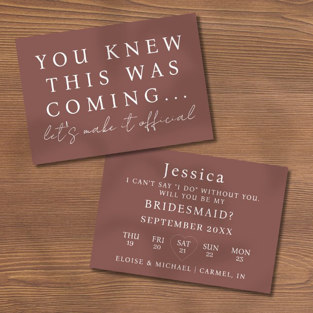 Convite Espresso Will You Be My Bridesmaid Proposal Card (Pop the question to your bridal party with this Will You Be My Bridesmaid Proposal Card! )