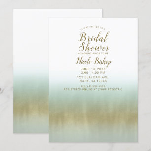 Convite Espuma do Mar Dourado Branco Bridal Shower Elegant