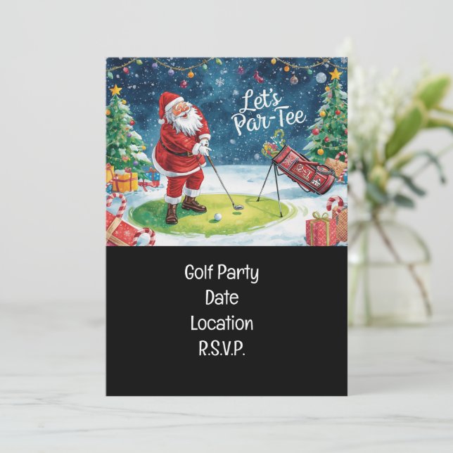 Convite Esquadra de Natal Santa Claus do Golf Par (Em pé/Frente)