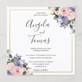 Convite Esquadra Dourada do Casamento Verde Floral da Lava