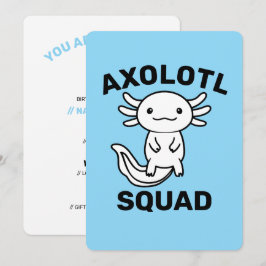 Convite Esquadrão de Axolote fofo engraçado personalizável