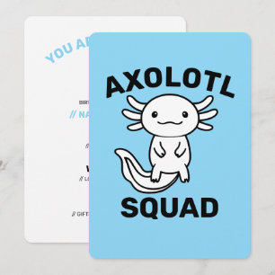 Convite Esquadrão de Axolote fofo engraçado personalizável