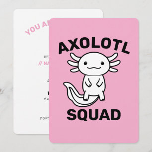 Convite Esquadrão de Axolote fofo engraçado personalizável
