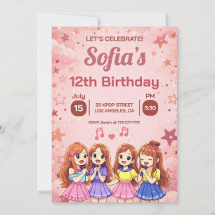 Convite Esquadrão de Melhores Amigos Anime de Aniversário